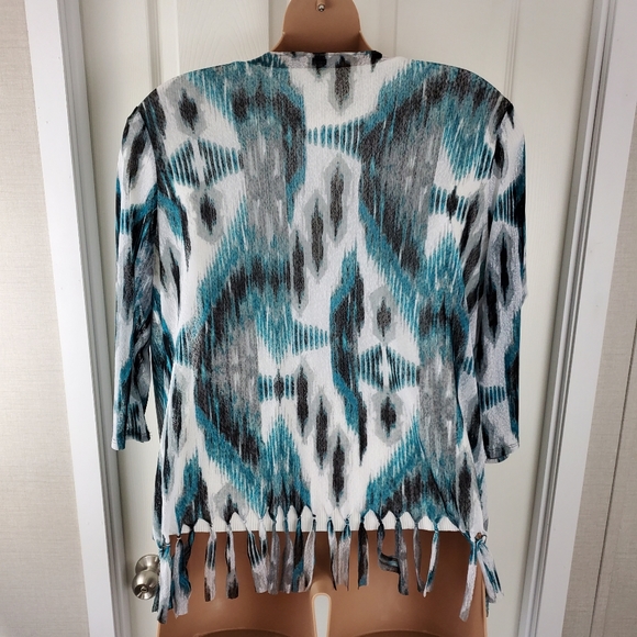 Easywear by Chico's Fringed Semi-Sheer Open Front Cardigan - Picture 6 of 9